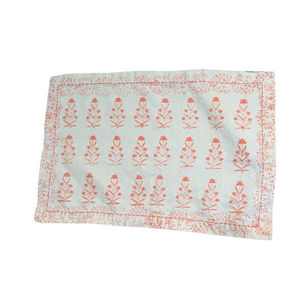 Floral Cotton Placemats Set Of 4 Sur La Table 19" x 13" Rectangle White & Coral - Picture 2 of 9